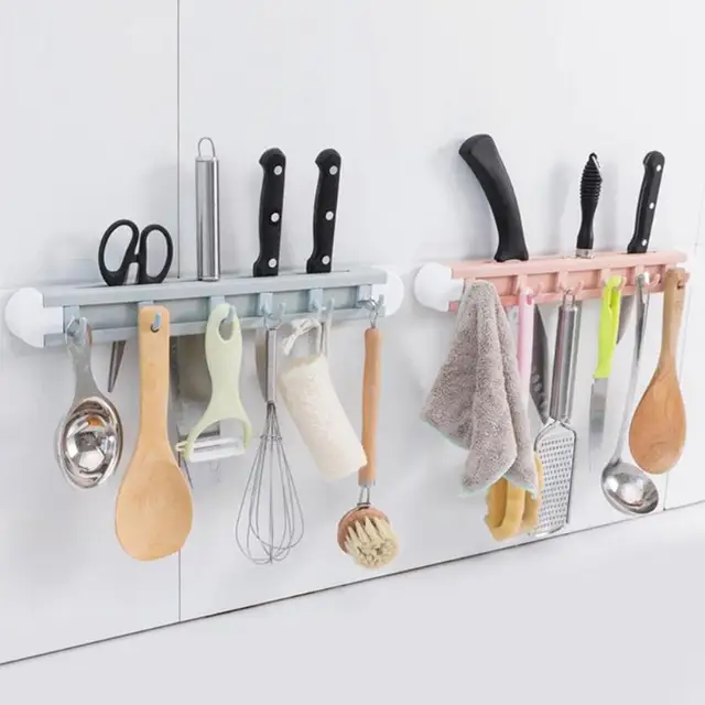Plastic Kitchen Knife Holder Wall Mounted Hanging Hooks Plastic Kitchen Knife Holder Wall Mounted Hanging Hooks Storage Rack Towel Hanger Utensil Organizer