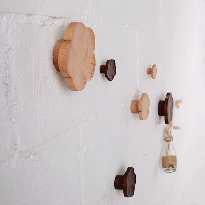 Buy New Creative Solid Wood Flower Hook Hanger Home decorations Strong Hole