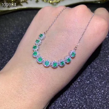 

Emerald necklace pendant Free shipping Natural real emerald 925 sterling silver gemstone For men women