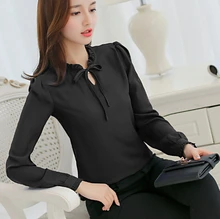 2018 OL Long-sleeved Shirt Women White Shirt High-quality Blouse Spring New Fashion Korean Fashion Pure Color Chiffon Shirt