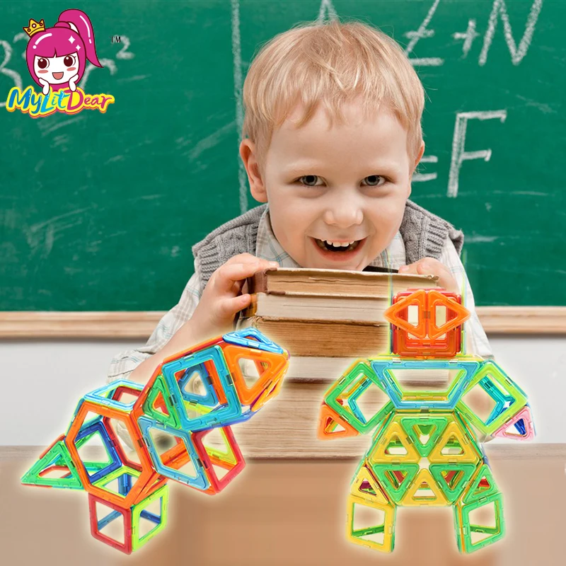 MylitDear 43 шт. магнитные строительные блоки модели строительные игрушки Наборы магнитные, конструкторские, с кубиками техника Развивающие игрушки для детей