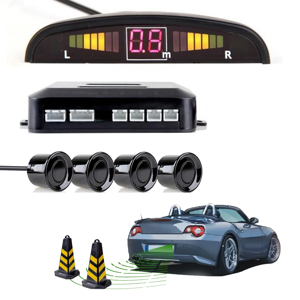 

Car Auto Parktronic LED Parking Sensor With 4 Sensors Reverse Backup Car Parking Radar Monitor Detector System Backlight Display