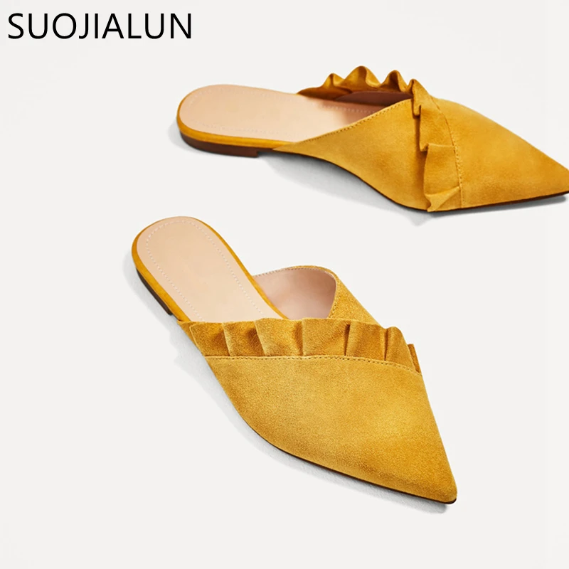 

Women Slippers Slip On Slides 2018 Fahion Ruffles Mule Summer Sandals Outsides Beach Flip Flops Ladies Casual Flat Shoes