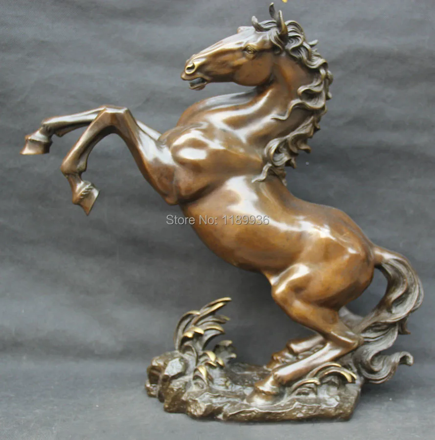 

22" Chinese Fengshui Bronze Zodiac Year Horse Running Successful Art Statue