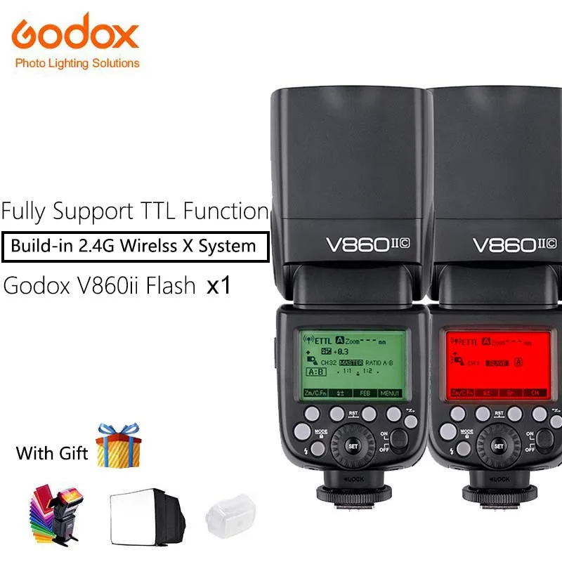

Godox Ving V860II Flash Speedlite Flashes with Li-ion Battery Fast 2.4G Wireless TTL For Canon/Nikon/Sony/Fujifilm/Olympus