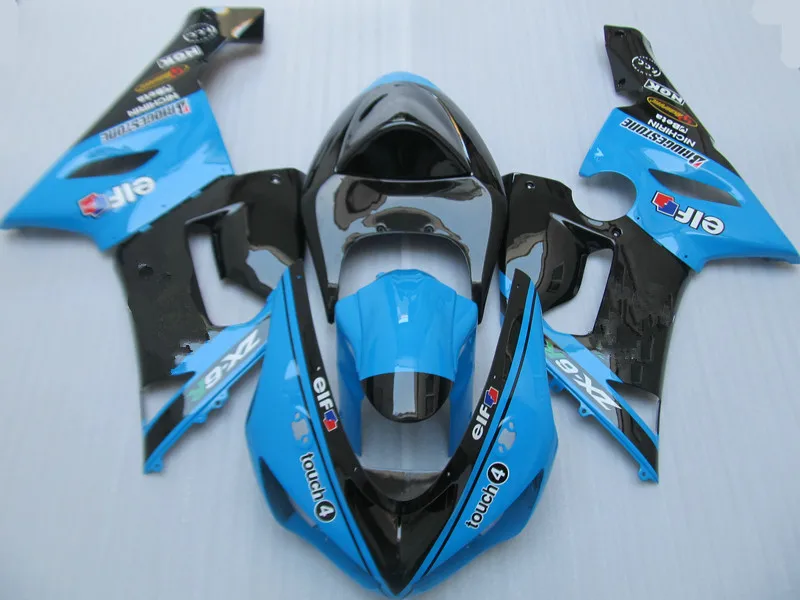 

Custom Blue black Fairing kit for KAWASAKI Ninja ZX6R 05 06 ZX6R 636 2005 2006 Motorcycle Fairings set +gifts KC15