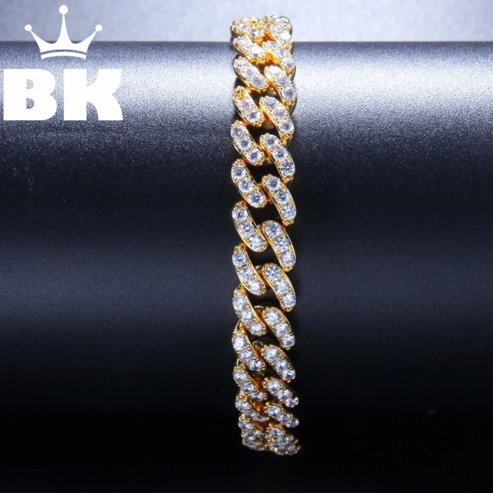 

Hip Hop Copper 9mm Micro Pave CZ Cuban Link Bracelet Cubic Zircon Mens Punk 7inch/8inch Miami Bracelet With Box Clasp