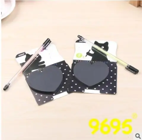 100pcs lot black sticky notes with love heart pattern scrapbook