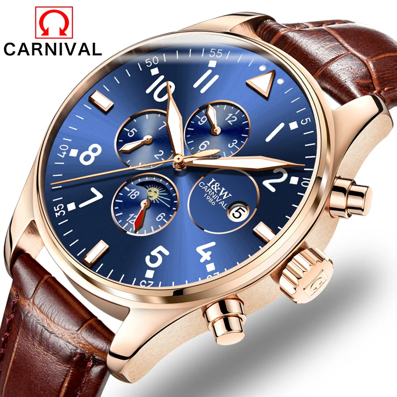

Relogio Masculino 2018 Mens Watch Top Brand Luxury Automatic Mechanical Watch Men Genuine Leather Rose gold Business Wristwatch