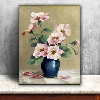 

pastoral pink flowers vase scenery canvas printings oil painting printed on canvas home living room wall art decoration picture