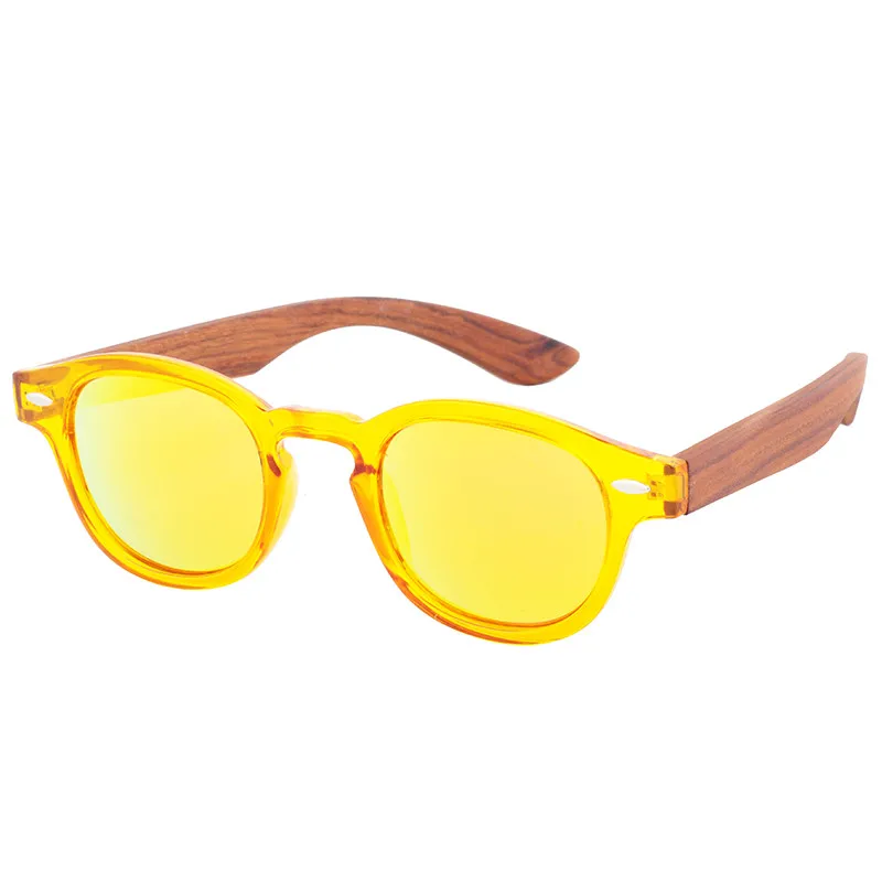 HINDFIELD Дерево Солнцезащитные очки для женщин для ручной работы круглый бамбуковые солнцезащитные очки для мужчин поляризационные зеркало линзы для покрытия - Цвет линз: C7