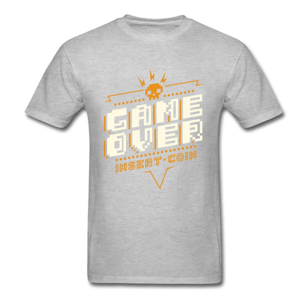 Game Over T Shirts Fitted Short Sleeve Geek 100% Cotton Fabric O-Neck Men Tops & Tees Printed T-shirts Summer Free Shipping Game Over grey