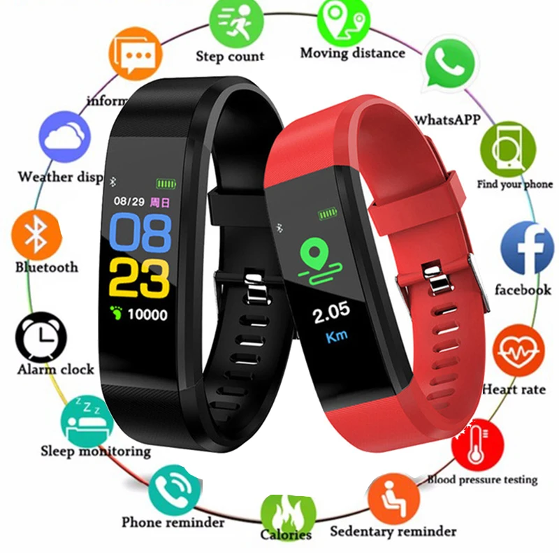 

Smart Bracelet Heart Rate Monitor Blood Pressure Monitor Fitness Watches Step Counter Message Push pk fitbits mi Band 2 3 Watch