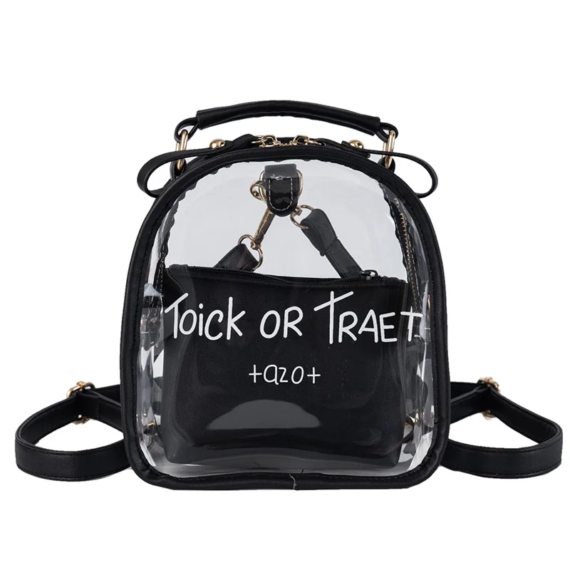 

Women Small Bag Transparent Jelly Backpack Korean Mini Bag Female 2019 New letter Printing Backpack