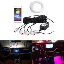 Nuovo 6 M Active Sound RGB LED Car Interior Luce Multicolore di EL della Luce Al Neon Striscia Bluetooth Del Telefono di Controllo Della Luce Ambiente 12 V