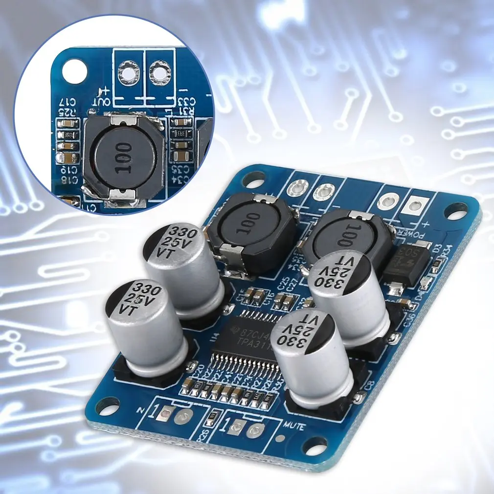Ультра маленький цифровой усилитель мощности Tpa3118 Pbtl моно плата 1X60W