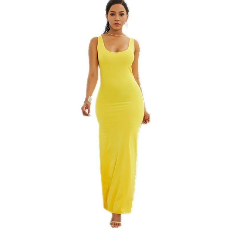 

Maxi Dress Plus Size Women Tank Straps Party Long Dress Autumn Winter 2019 Robe Sexy Yellow White Black Green Vestidos Jurken