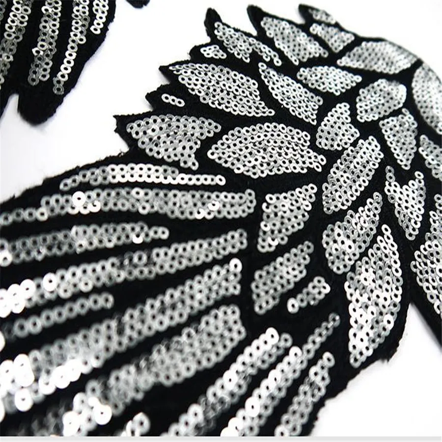 2 unids/lote parches bordados de hierro para ropa Diseño de alas lentejuelas estilo "deal with it" apliques de adorno de manualidades - AliExpress Hogar y jardín