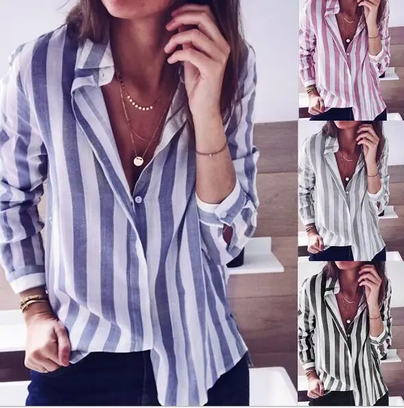 TP-135  28 New casual striped candy color long-sleeved shirt shirt women's clothing 