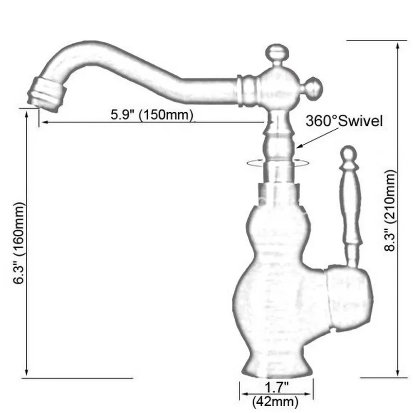 Vintage Retro Antique Copper Single Handle Swivel Spout Kitchen Sink Bathroom Basin Faucet  Cold & Hot Mixer Tap ann021