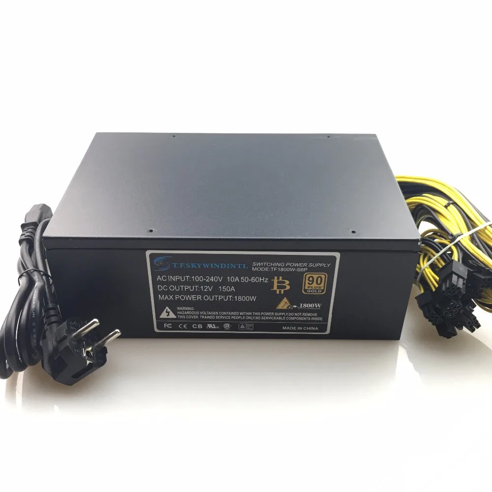 Livre o Navio Placa de Mineração a6 a7 s9 l3 Btc Máquina Mineiro Servidor Fonte Alimentação 1800 w Psu Ant s7