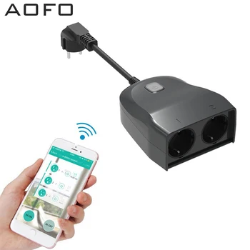 

Outdoor Smart Plug, AOFO Outdoor Wi-Fi Outlet, Compatible with Alexa and Google Home,Wireless Remote Control/Timer by Smartphone
