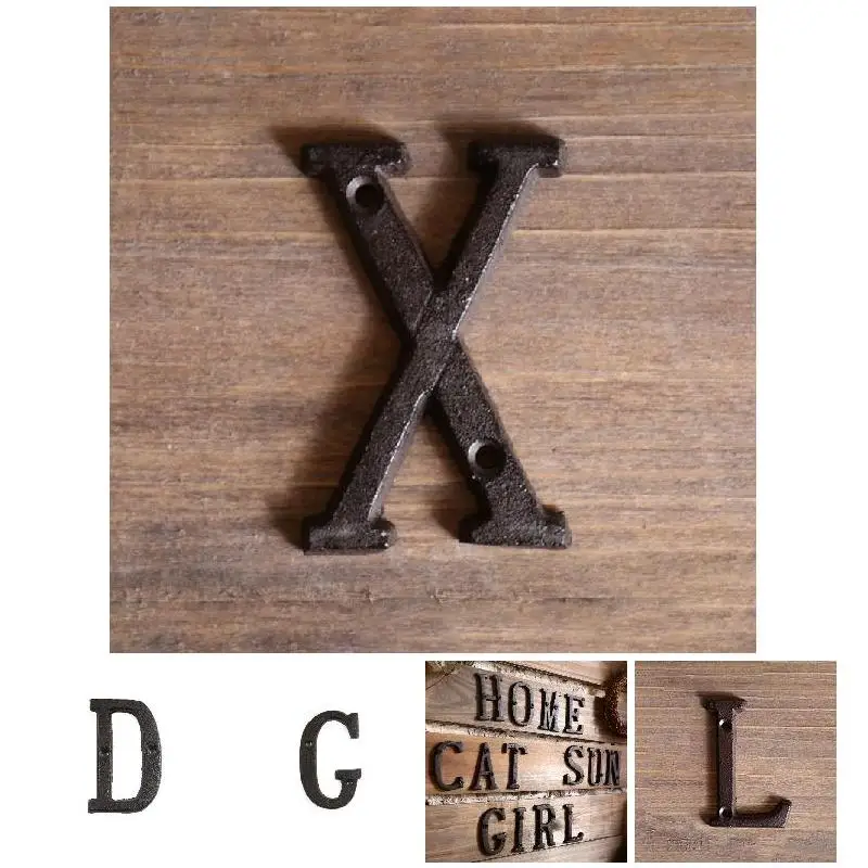 Newly Metal Letters Numbers Cast Iron Decoration House Sign Doorplate DIY Cafe Wall XSD88