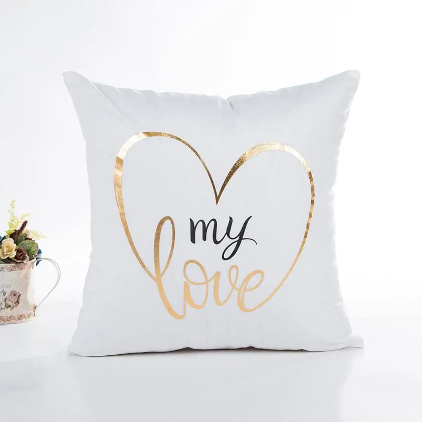 

1PC High Quality Gold Foil Printing Pillow Case Waist Throw Pillow Cover Home Textile 45cm*45cm Decorative Pillow Case 50p