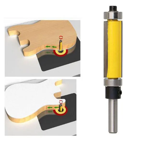 1/4 дюйма шаблонный хвостовик/Обрезной фрезы с верхними и нижними шариковыми подшипниками 6,35 мм хвостовик длинноходные фрезы Деревообрабатывающие инструменты