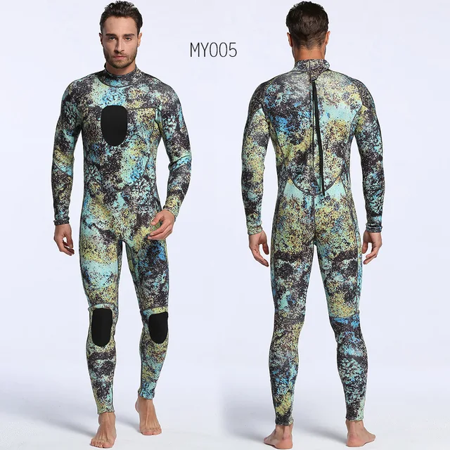 3mm Long Sleeved Camouflage Conjoined Diving Suit Men's Thick Keep Warm