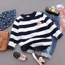Демисезонный Новая одежда для мальчиков в полоску с рисунком хлопковый свитер Дети Повседневное Фирменный Пуловер Одежда для малышей Новинка; Лидер продаж