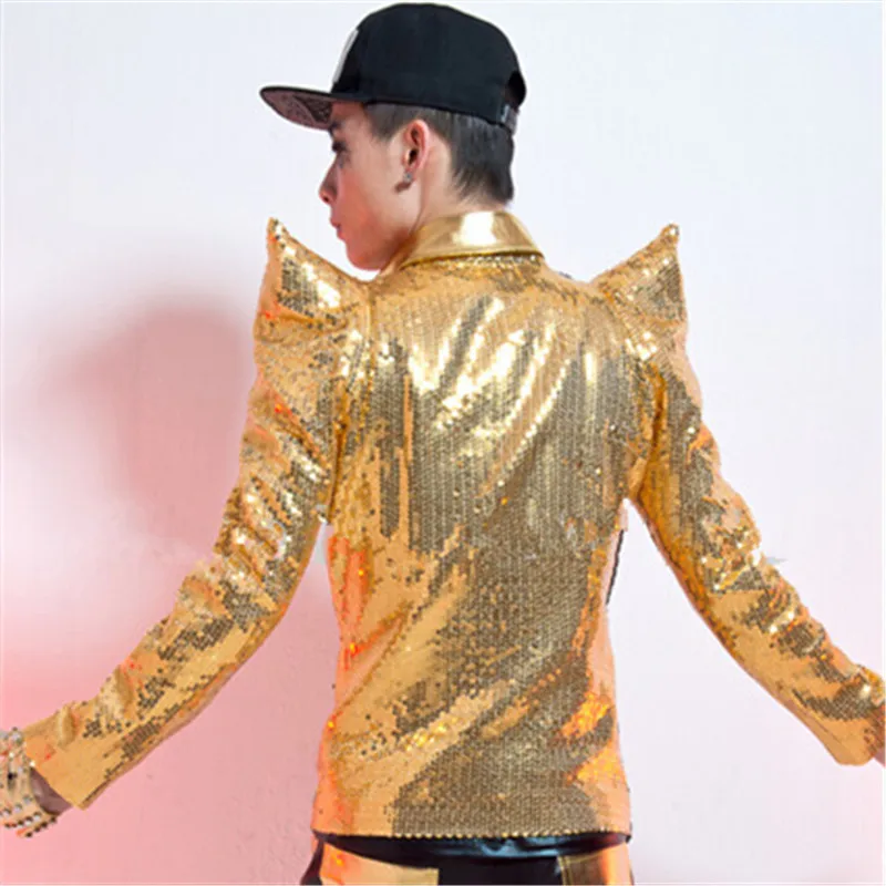Флэш блёстки тонкий пиджак блейзер мужское платье для выступлений ночного клуба Бар Джаз DJ представление костюмы танцор хип-хопа сценическое шоу пальто