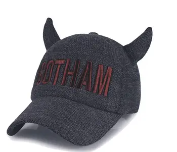 

Embroidery GOTHAM hat baseball men autumn & winter knitting baseball hat outdoor basball hat with ox horn