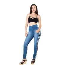 дешево! Women Slim Jeans Высокоэластичные боковые лямки Спортивные джинсы Повседневные длинные джинсовые