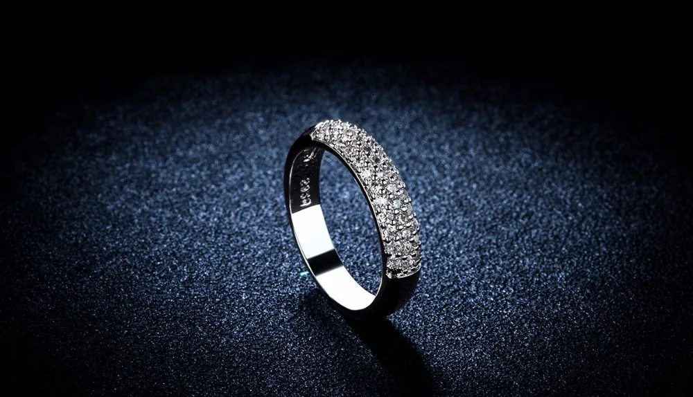 Luxury AAA Zircon 925 Sterling-Silver Women's Ring Display