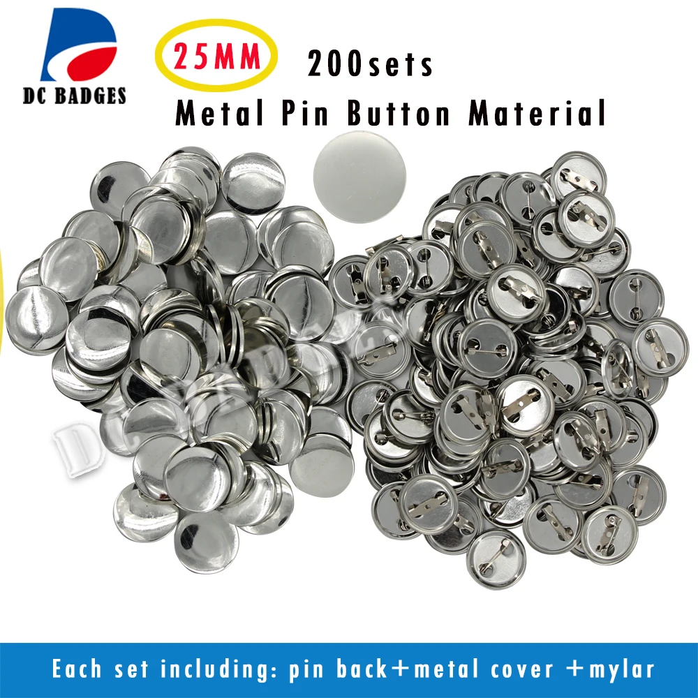 

200sets 25mm (1") Metal pinback button badge material badge Components Supplies