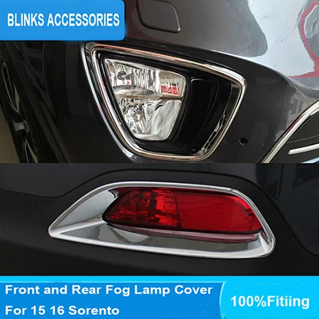

ABS Front Rear Tail Fog Lamp Cover Trim For Kia Sorento 2015 2016 Chrome car styling accessories