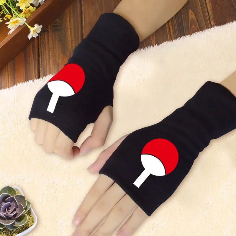 

Anime Naruto Attack on Titan Kantai Collection Natsume's Book of Friends Symbol half finger plush knit gloves winter warm Mitten