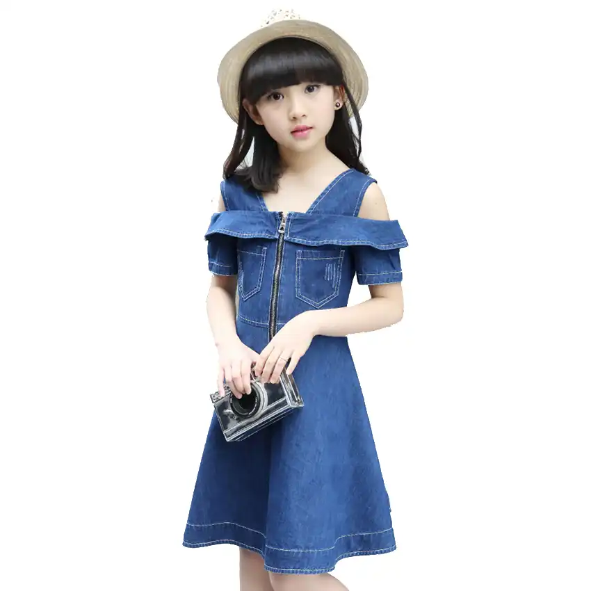 girls blue denim dress