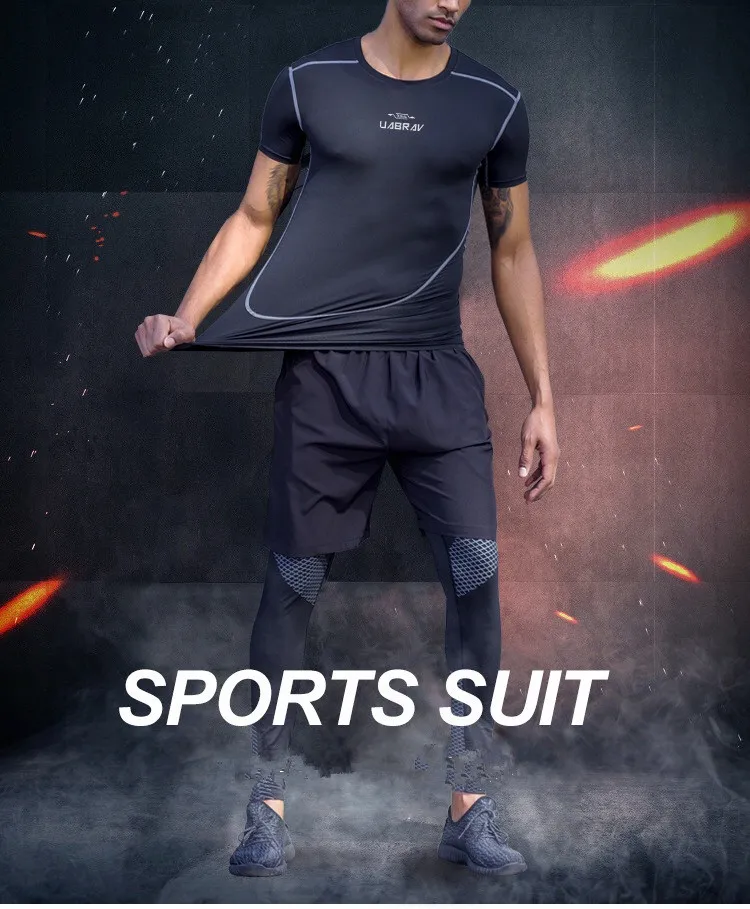 

16-New Summer Running Sports Fitness Suit Fast-drying Short-sleeved Outdoor Tight Garment for Men yankees jersey