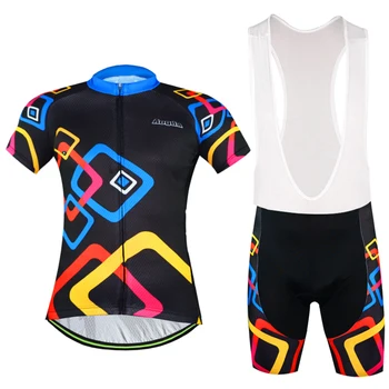 

Aogda Mens Cycling Jersey Short Sleeve Set Summer Bike Wear Breathable Bicycle Clothing Quick Dry Completo Ciclismo Gel Pad