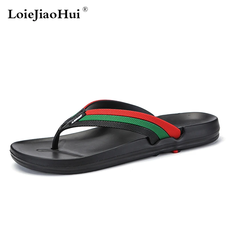 

2019 New Summer Men Leather Slippers Handmade Slip-on Flip Flops Comfortable Breathable Beach Sandals Classic Casual Flats Shoes