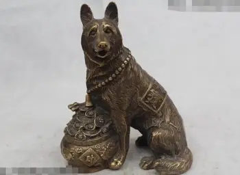 

Free shipping S03117 8"Chinese Folk Pure Bronze excellent Lucky Money drawing Dog Statue