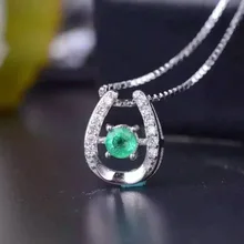 Подвеска с натуральным зеленым изумрудом из серебра S925 пробы, подвеска с натуральным драгоценным камнем, модное элегантное простое компактное женское ювелирное изделие