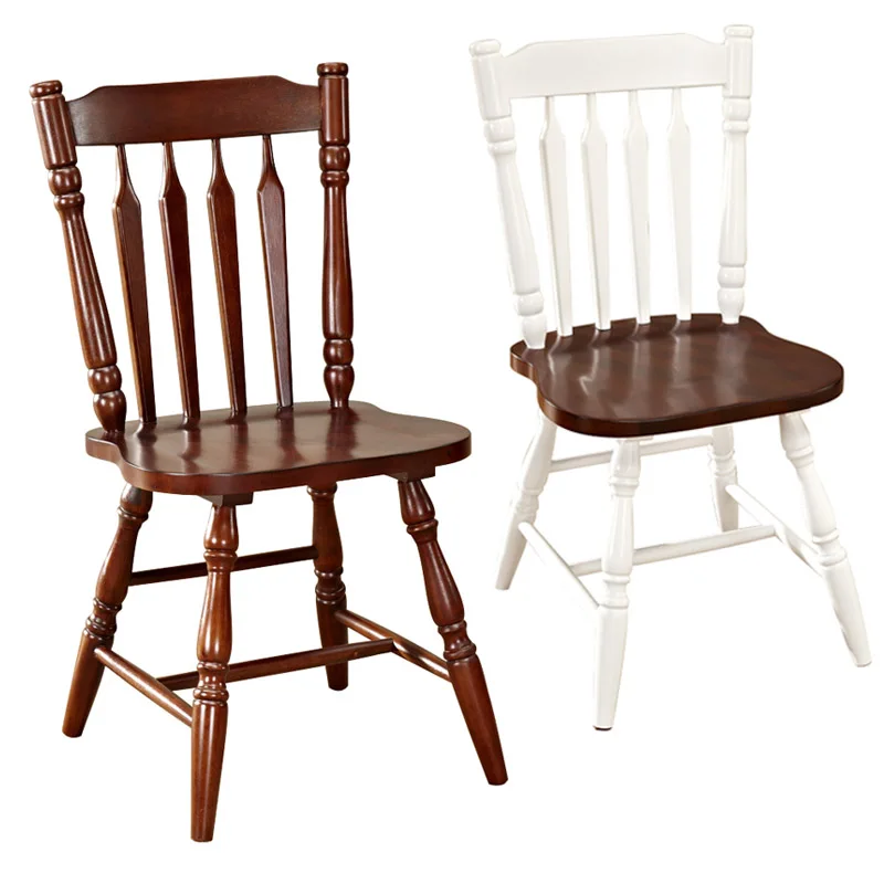 American Style Dining Chair White Solid Wooden Dining Chair