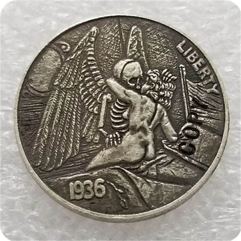 Hobo Coin_Type # 64_1936 D никелевая оболочка с гравировкой в виде американского бруска из