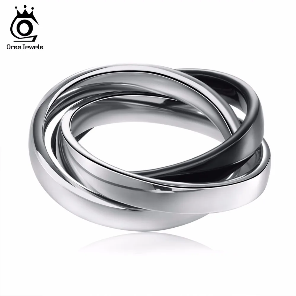 ORSA JEWELS Stylish Color Mixed Ring Set for Women Rose Gold Color 316L Stainless Steel Rings Trendy Party Jewelry GTR24