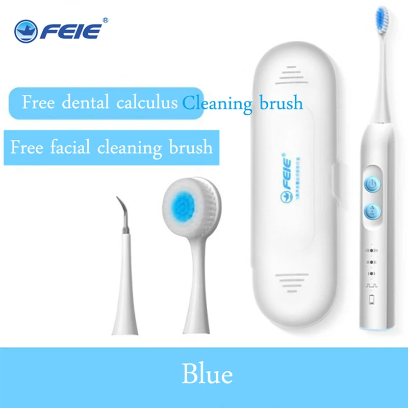 

FEIE Electric Toothbrush with 2 Replacement Brush Heads buy 1 teeth brush get 1free Face Cleaning brush oral hygiene brush S-520