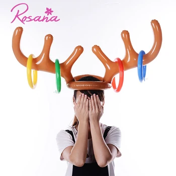 

Rosana Hot Sale Santa Reindeer Antlers Headgear Toys Inflatable PVC Hat Ring Toys Chritsmas Gifts for Children Party Decoration