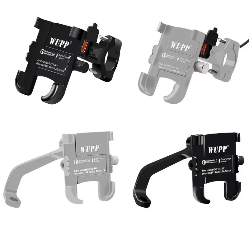 

Aluminum Alloy Motorcycle Handlebar Mirror 12V Waterproof QC 3.0 USB Quick Charger Phone Holder Mount Stand for Smartphone